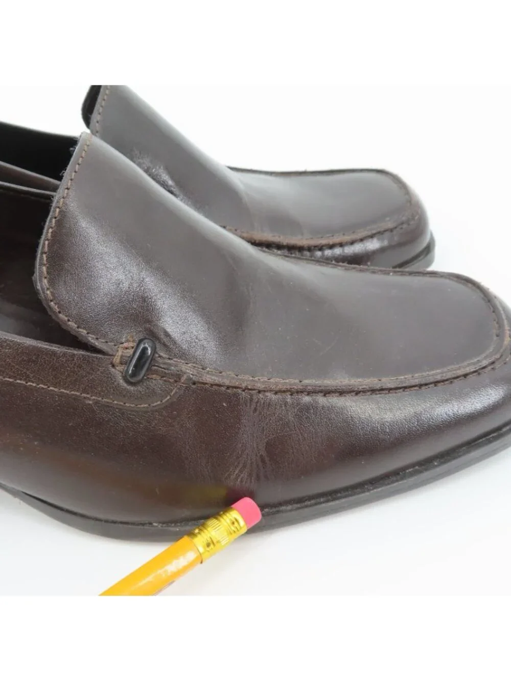 Bandolino VISIONARY Women 8 M Solid Brown Leather Block Heel Shoes Pumps Loafers